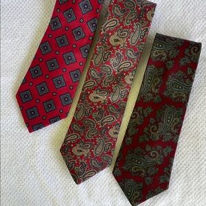 Elegant Paisley and Geometric Patterned Ties - Red and blue